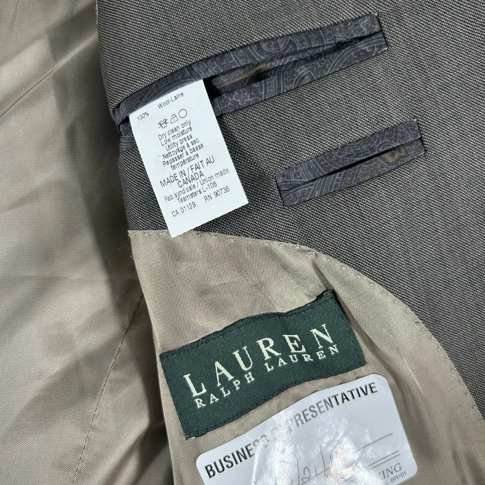 LAUREN RALPH LAUREN Wool‎ Laine Sport Jacket 2 Button 40R Brown Blazer Classic